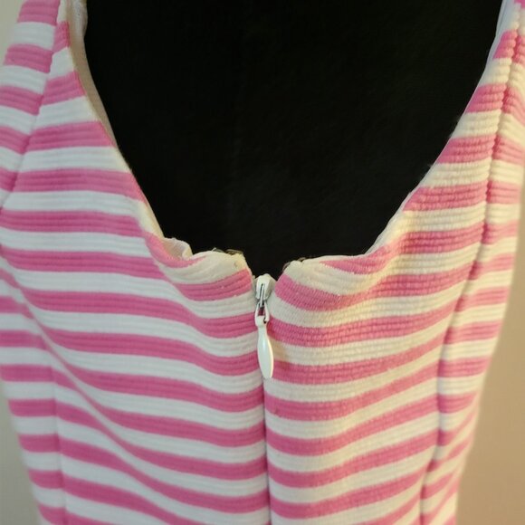 Lily Pulitzer Women's Medium Dress Sleeveless A-Line Pink White Striped Keyhole - Picture 14 of 14